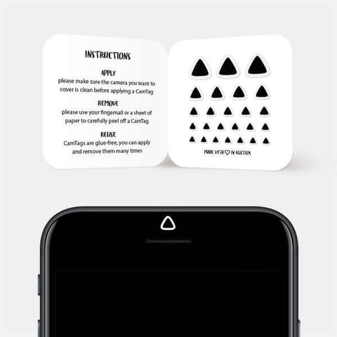 dark "triangle" reusable privacy sticker CamTag on phone