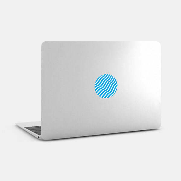 wave reusable macbook sticker tabtag on a laptop