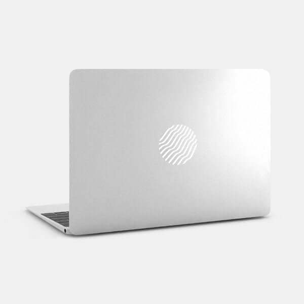 silver wave reusable macbook sticker tabtag on a laptop