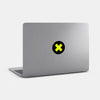 neon yellow "x" reusable macbook sticker tabtag on a mac