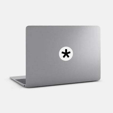 white "Asterisk" reusable macbook sticker tabtag on a laptop
