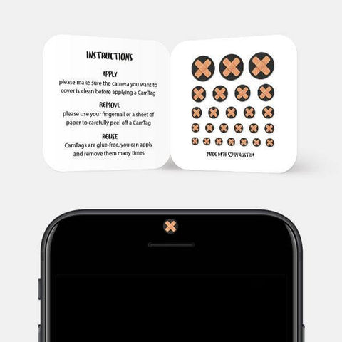 "band-aid" reusable privacy sticker CamTag on phone by plugyou