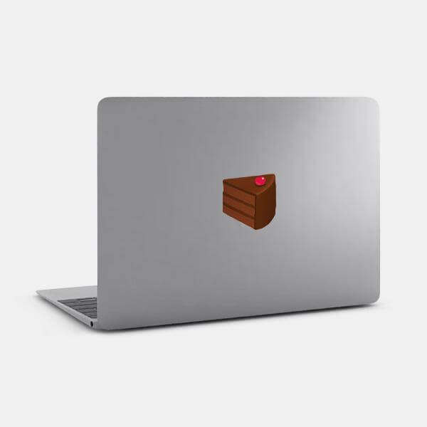 chocolate cake reusable macbook sticker tabtag on a laptop