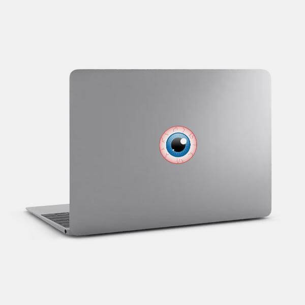 Eye reusable macbook sticker tabtag on a mac
