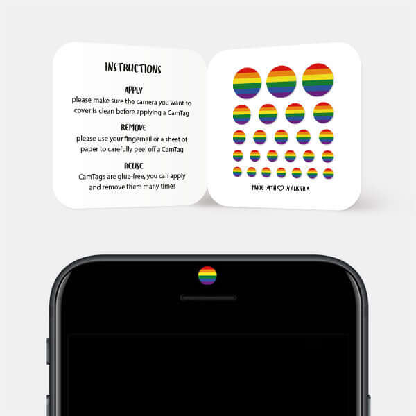 privacy sticker for smartphone selfie camera — multicolor Rainbow CamTag