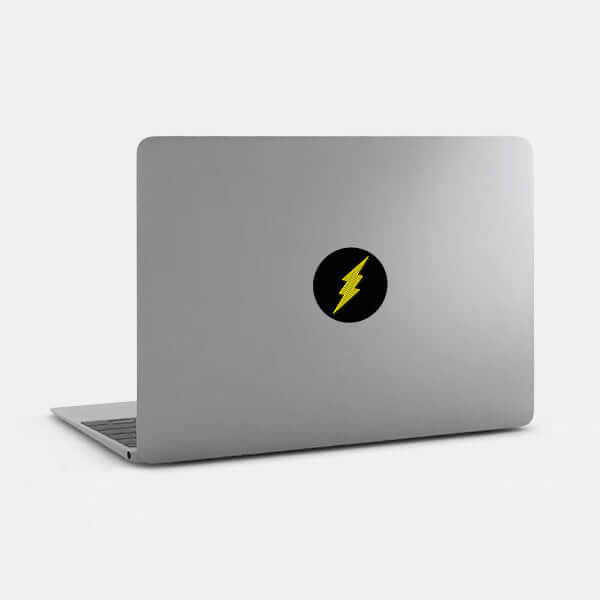 Yellow Flash reusable macbook sticker tabtag on a laptop