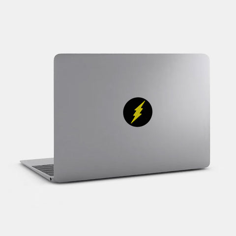 dark "Flash" reusable macbook sticker tabtag on a laptop