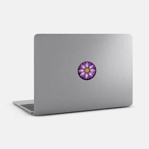 colorful "flower" reusable macbook sticker tabtag on a mac by plugyou