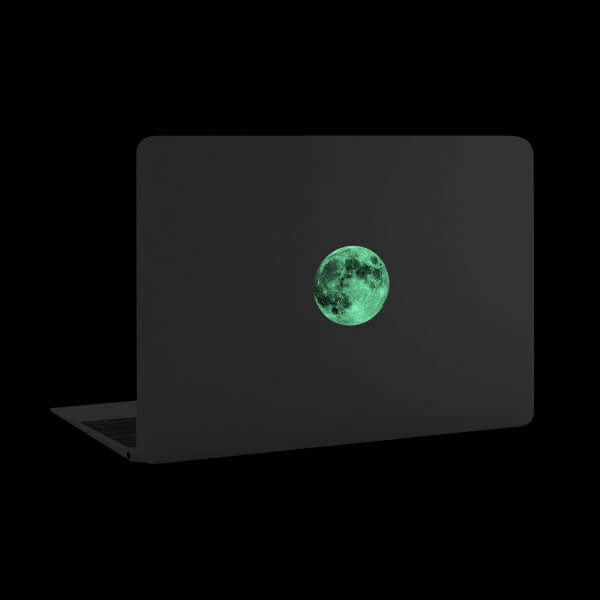 luminescent night full moon reusable macbook sticker tabtag on a laptop