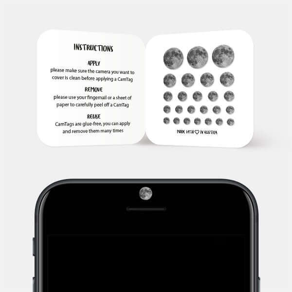 full moon themed camera privacy sticker for smartphone front camera — silver Full Moon CamTag