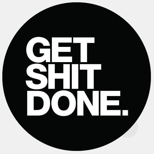 typographic "get shit done" reusable macbook sticker tabtag