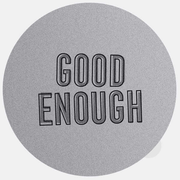 spacegray Good Enough reusable macbook sticker tabtag