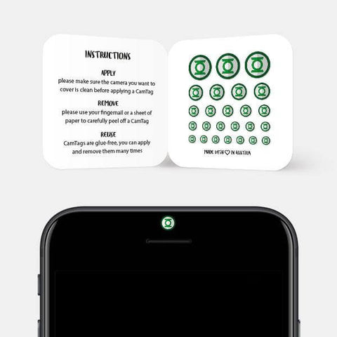 superheroes "green lantern" reusable privacy sticker CamTag on phone by plugyou