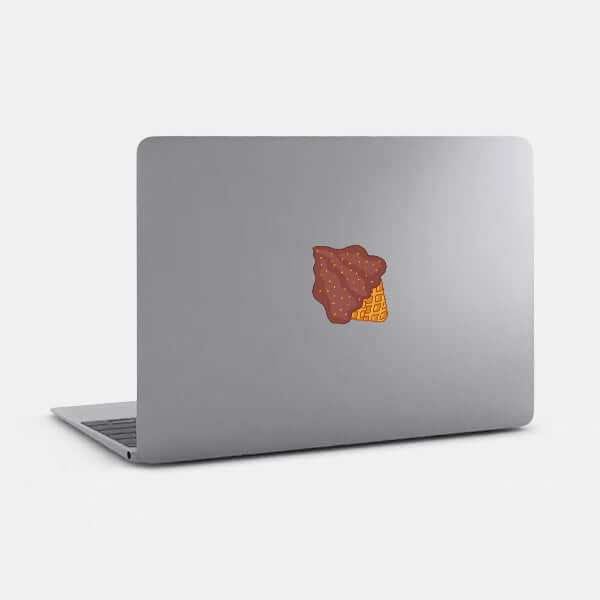 chocolate ice cream reusable macbook sticker tabtag on a laptop