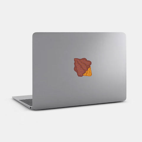 food "chocolate ice cream" reusable macbook sticker tabtag on a laptop