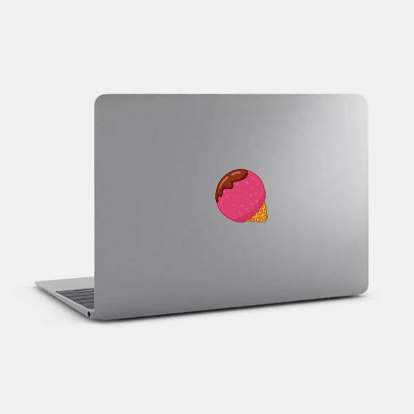 raspberry ice cream reusable macbook sticker tabtag on a laptop