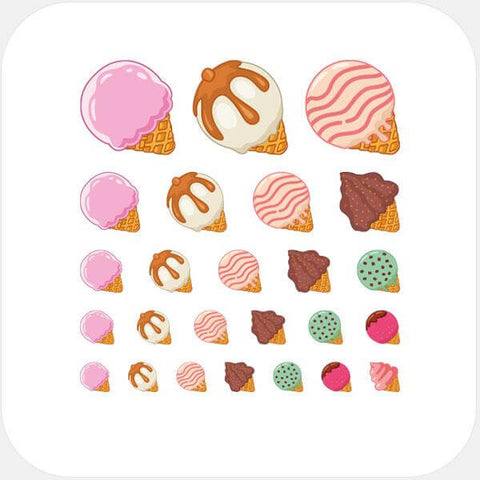 food "ice cream set" reusable privacy sticker sets CamTag