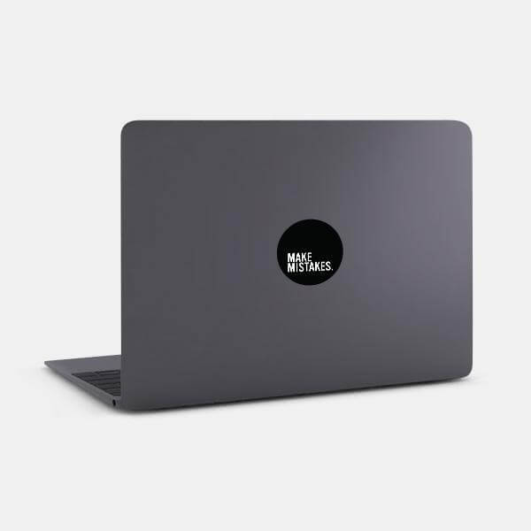 black make mistakes reusable macbook sticker tabtag on a laptop