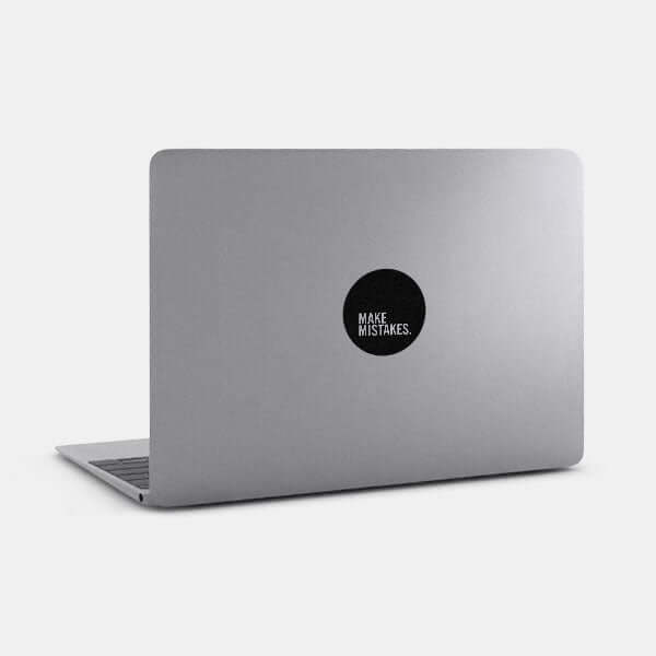 spacegray make mistakes reusable macbook sticker tabtag on a laptop