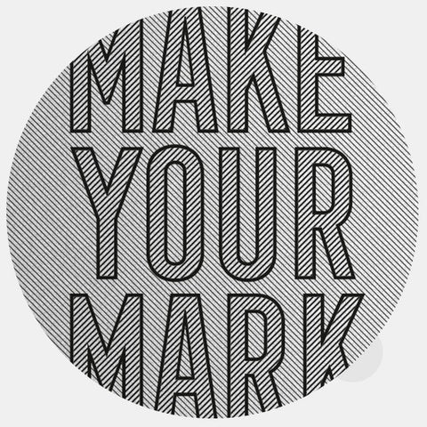 silver "MakeYourMark" reusable macbook sticker tabtag