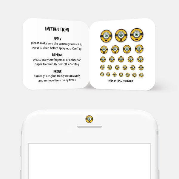 minion themed privacy cover for smartphone front camera — Minion CamTag