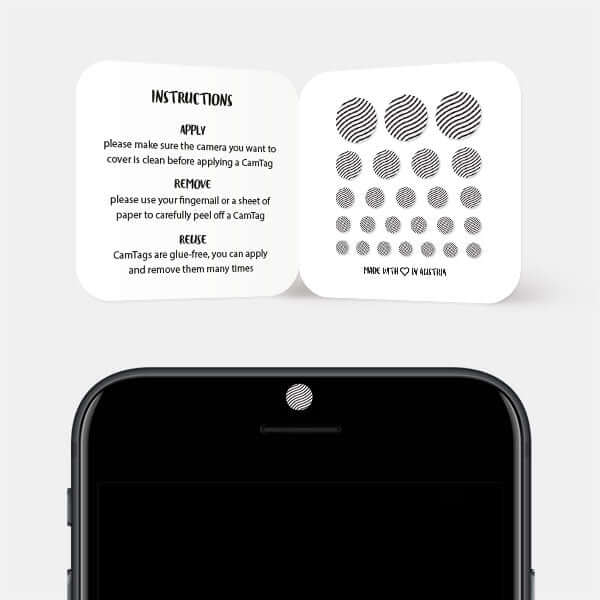 artistic webcam privacy sticker for smartphone selfie lens — white Curved Line Pattern CamTag 