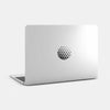 silver "dot pattern 1" reusable macbook sticker tabtag on a laptop