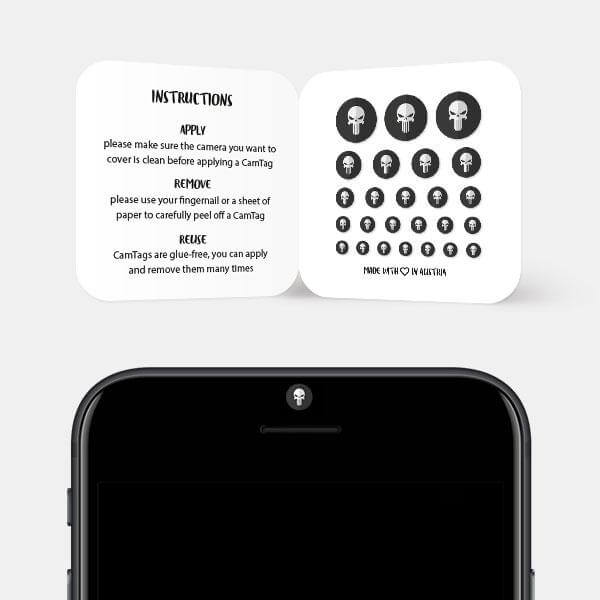 punisher themed camera blocker for smartphone front camera — Punisher CamTag