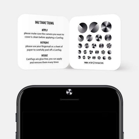 "black and white gradient set" reusable privacy sticker sets CamTag on phone