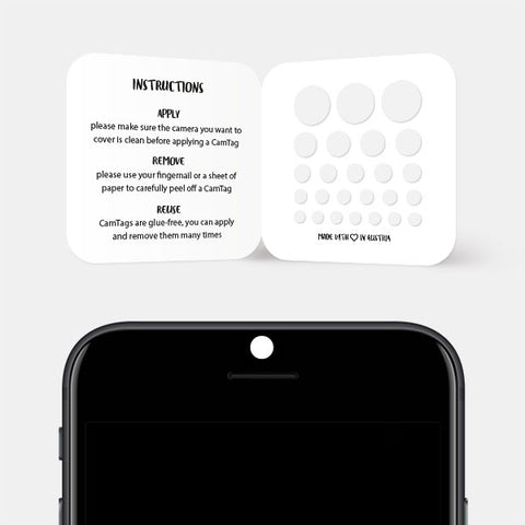 "white" reusable privacy sticker CamTag on phone