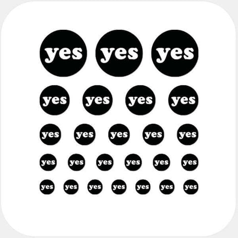 typographic dark "Yes" reusable privacy sticker CamTag on phone