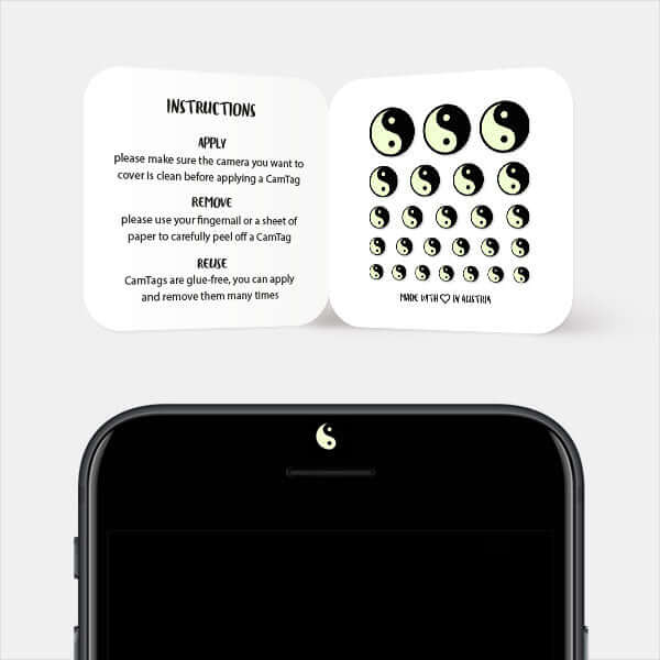 camera cover blocking smartphone selfie lens — luminescent day Yin & Yang CamTag