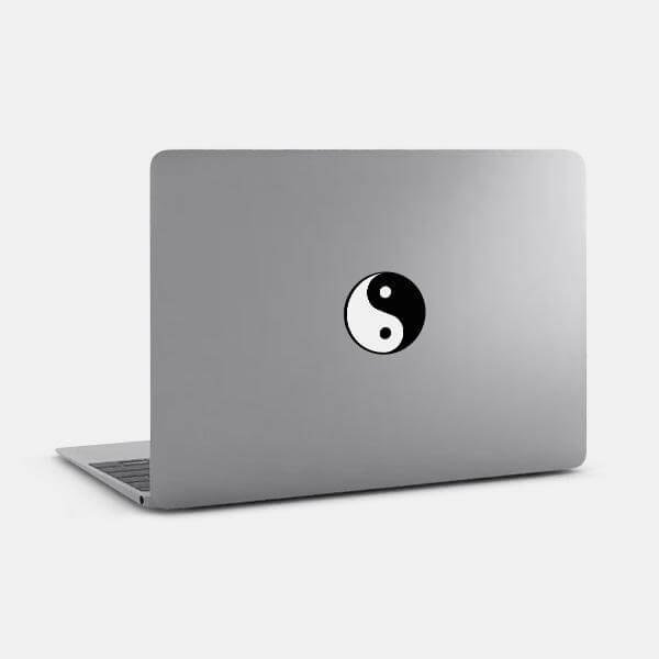 black yin & yang tabtag reusable macbook sticker tabtag on a laptop