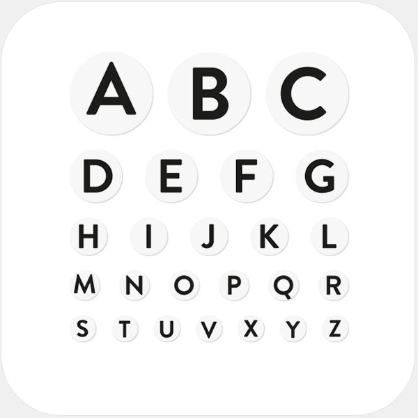 typographic "alphabet set" reusable privacy sticker sets CamTag