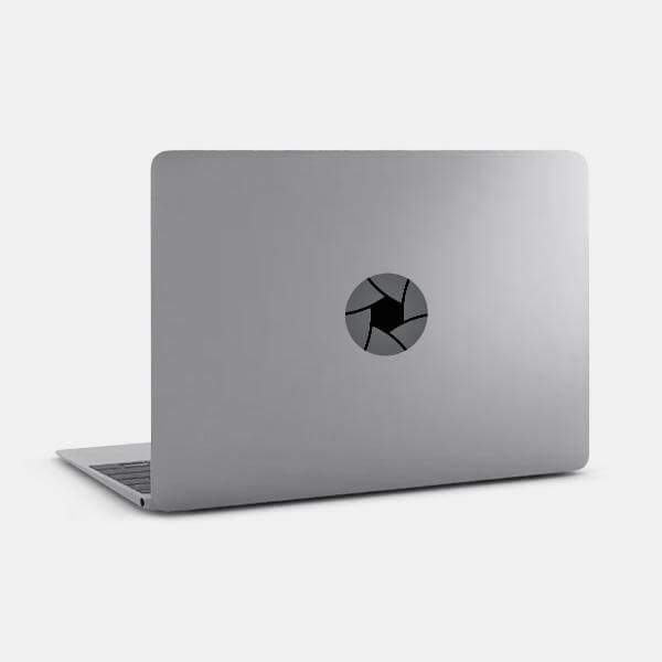 Aperture Reusable MacBook Sticker applied to a MacBook | TabTag