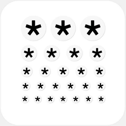typographic white "asterisk" reusable privacy sticker set CamTag