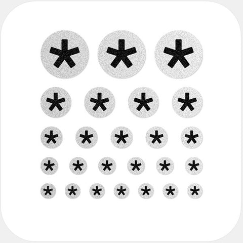 silver "asterisk" reusable privacy sticker set CamTag