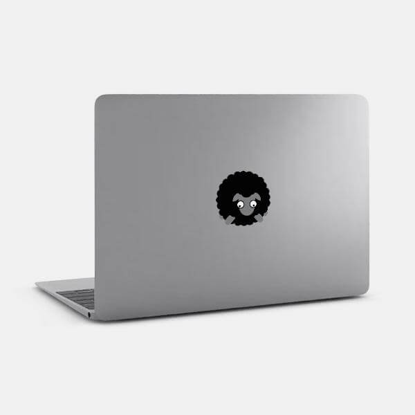 black sheep reusable macbook sticker tabtag on a laptop