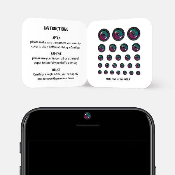 webcam cover in use on smartphone camera for front-facing camera blocking – Camera CamTag