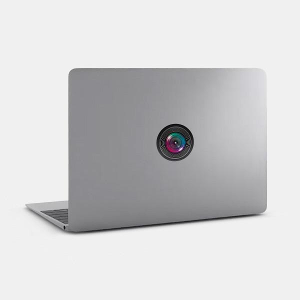 camera reusable macbook sticker tabtag on a laptop