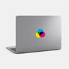 colorful "cmyk" reusable macbook sticker tabtag on a mac