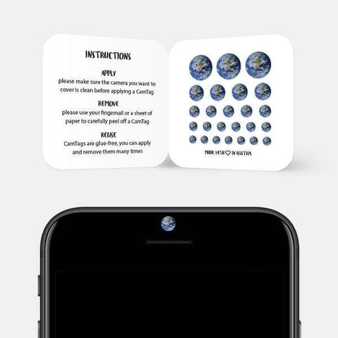 planets "earth" reusable privacy sticker CamTag on phone
