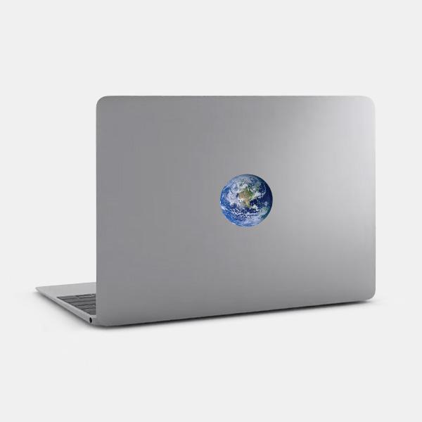 earth reusable macbook sticker tabtag on a laptop