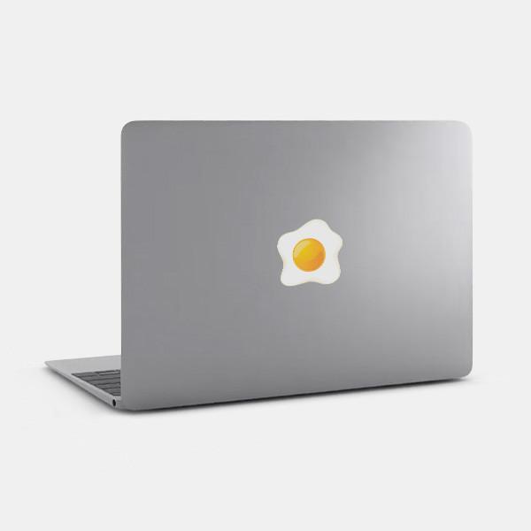 egg sunny side up reusable macbook sticker tabtag on a laptop