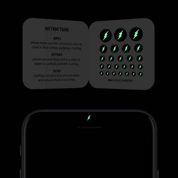 camera blocker sticker for smartphone selfie lens — luminescent night Flash CamTag