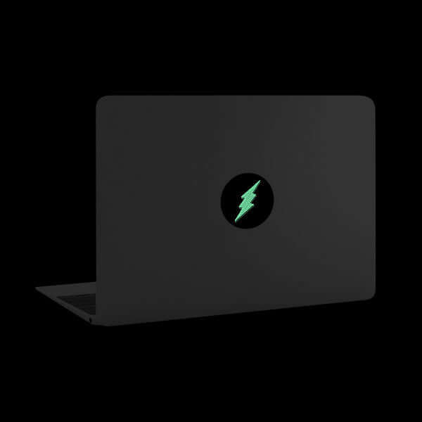 luminescent night Flash reusable macbook sticker tabtag on a laptop