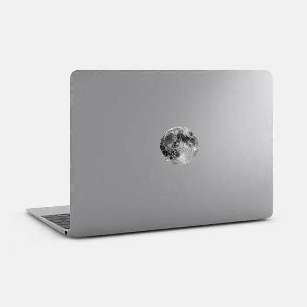 full moon reusable macbook sticker tabtag on a laptop