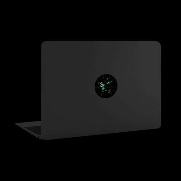 luminescent night get lost in space reusable macbook sticker tabtag on a laptop