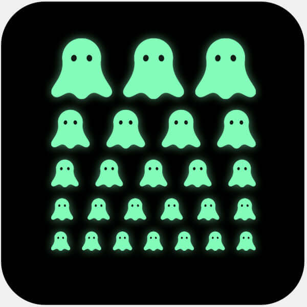 camera privacy sticker set for multiple devices with 5 sizes – luminescent night Ghost CamTag