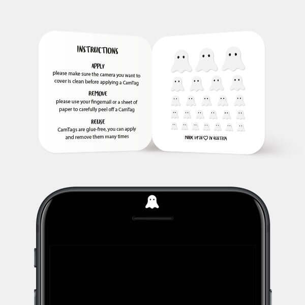 privacy sticker for smartphone front camera — white Ghost CamTag